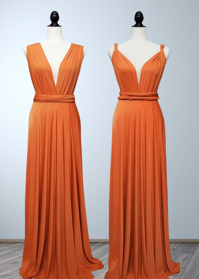 Cherry | Seriously Sensational Plus Size Infinity Rust Chiffon Maxi Bridesmaid Dress with Multiway Convertible - Price #price_variant_lowest# - Rust - PromDressClub