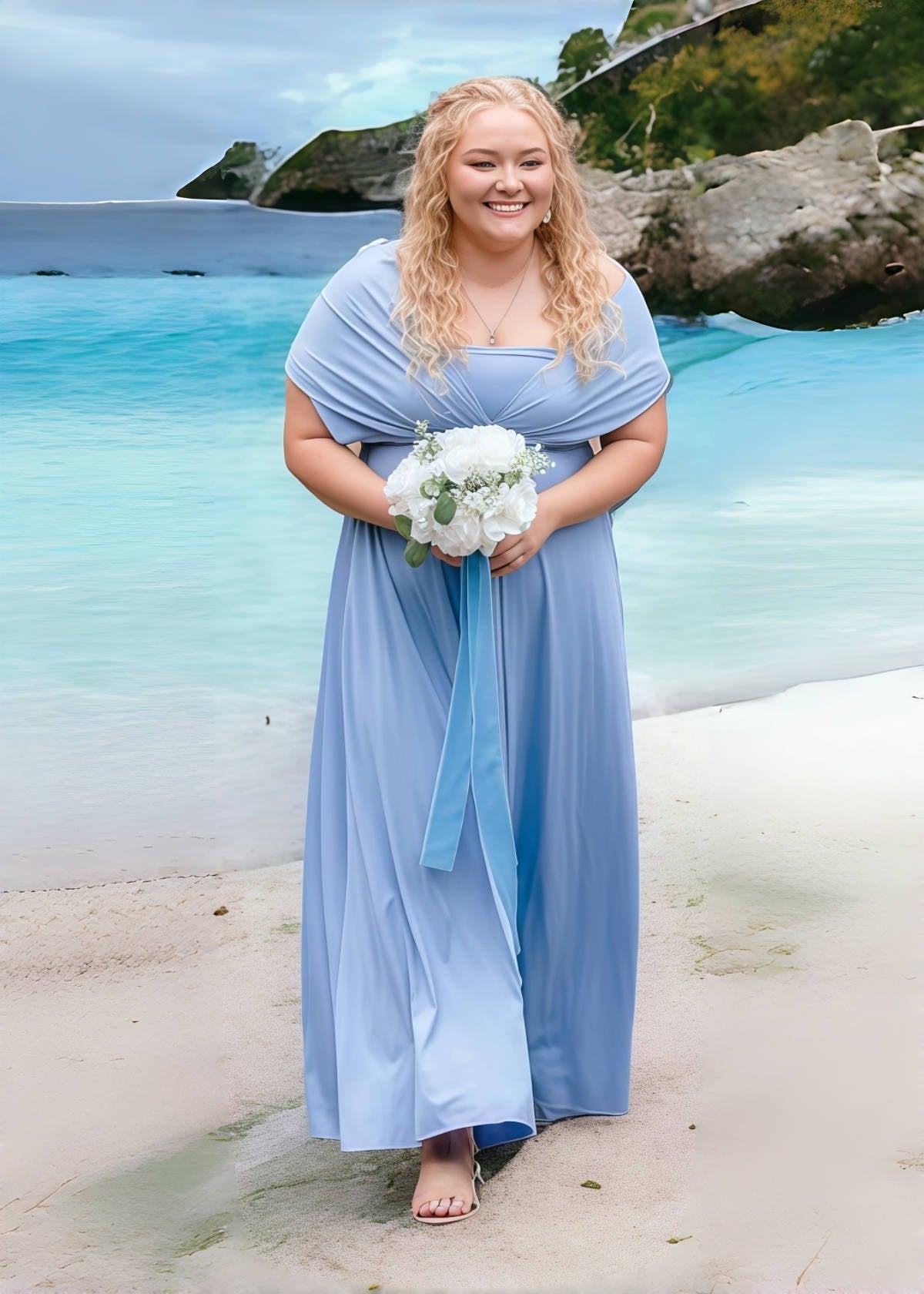 Chloe | Eternal Happiness Plus Size Convertible Chocolate Chiffon Bridesmaid Dress with Multiway Infinity - Light Blue - PROMDRESS Club