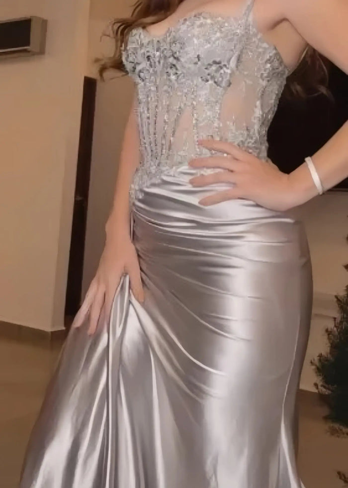 Christie | Trumpet/Mermaid Sweetheart Neck Red Lace Plus Size Prom Dress with Slit - Gold - PromDressClub