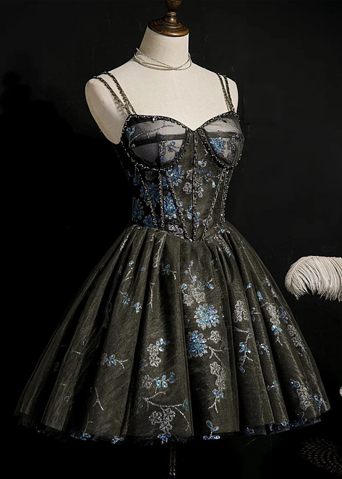 Circe | Unleash Drama with Floral Black Homecoming Dress - Black Floral - PromDressClub