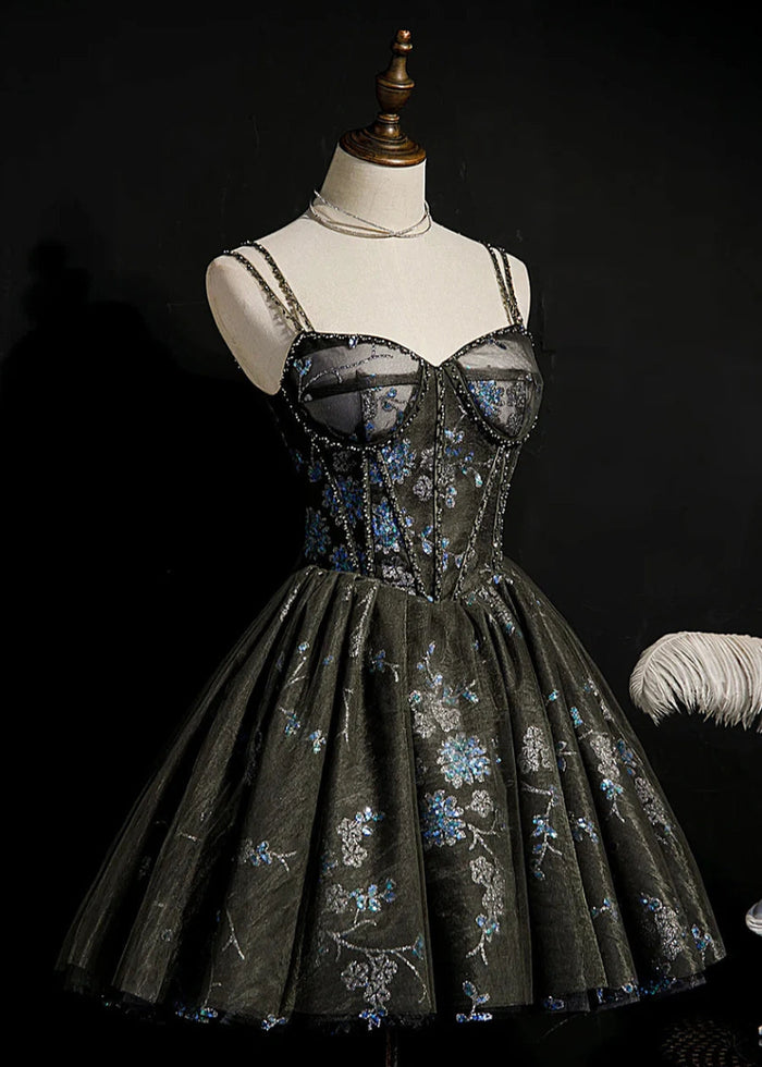 Circe | Unleash Drama with Floral Black Homecoming Dress - Black Floral - PromDressClub