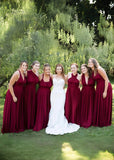 Clara | Blessed Romance Convertible Burgundy Chiffon Maxi Bridesmaid Dress with Multiway Infinity - Burgundy - PROMDRESS Club