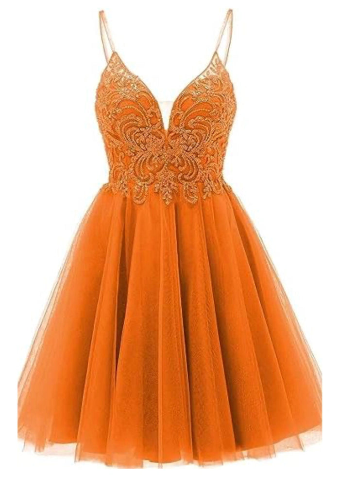 Clarentine | Discover the Perfect Dusty Blue Homecoming Dress for Your Big Night - Orange - PromDressClub