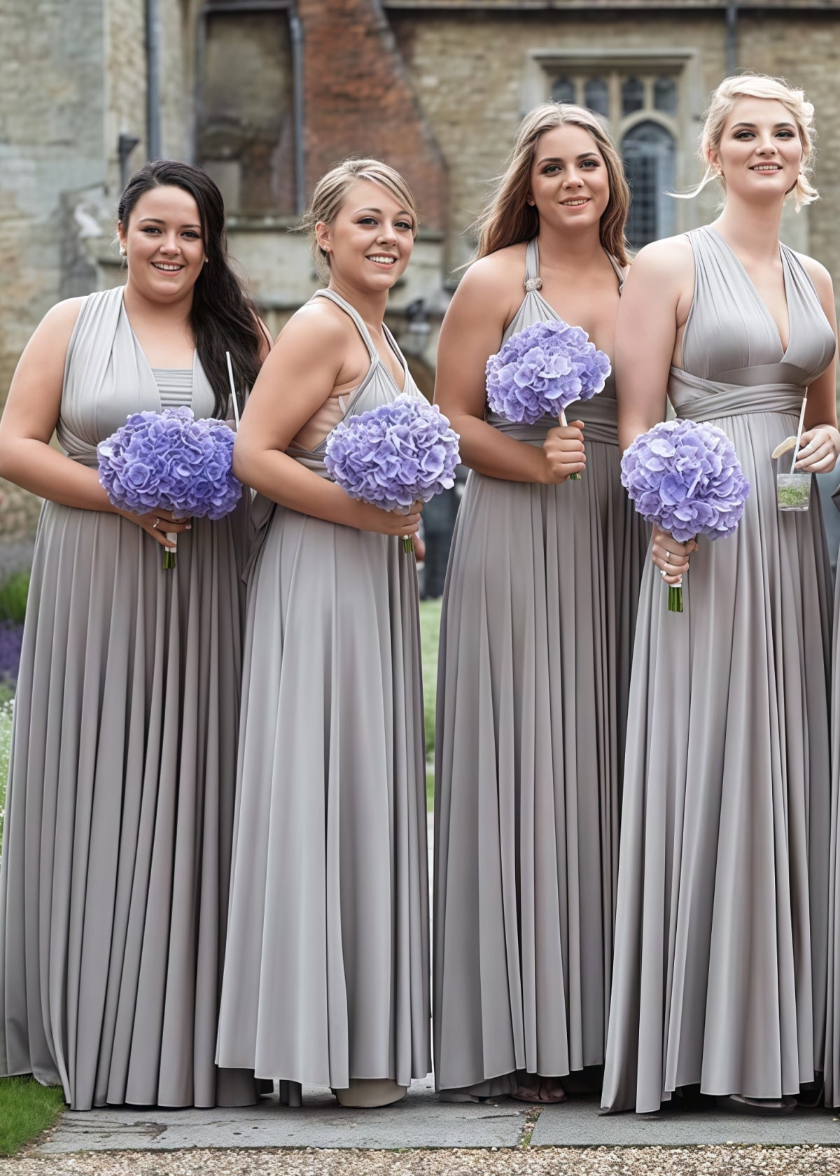 Cornelia | Cherished Vow Convertible Silver Grey Chiffon Maxi Bridesmaid Dress with Multiway Infinity - Price #price_variant_lowest# - Champagne - PromDressClub