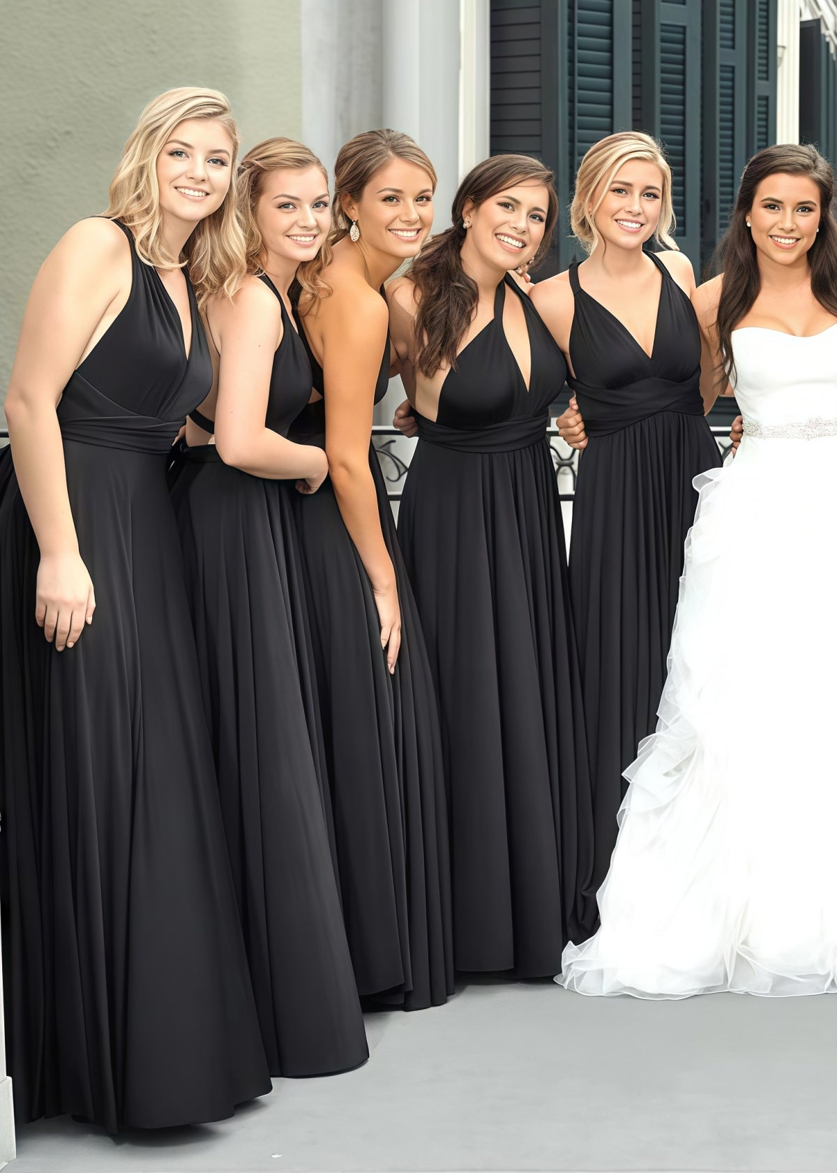 Cynthia | Most Beautiful Day Convertible Black Chiffon Maxi Bridesmaid Dress with ultiway Infinity - Black - PROMDRESS Club