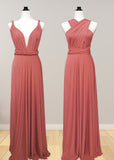 Daphne | Elegance Infinity Peach Chiffon Maxi Bridesmaid Dress with Multiway Convertible - Peach - PROMDRESS Club