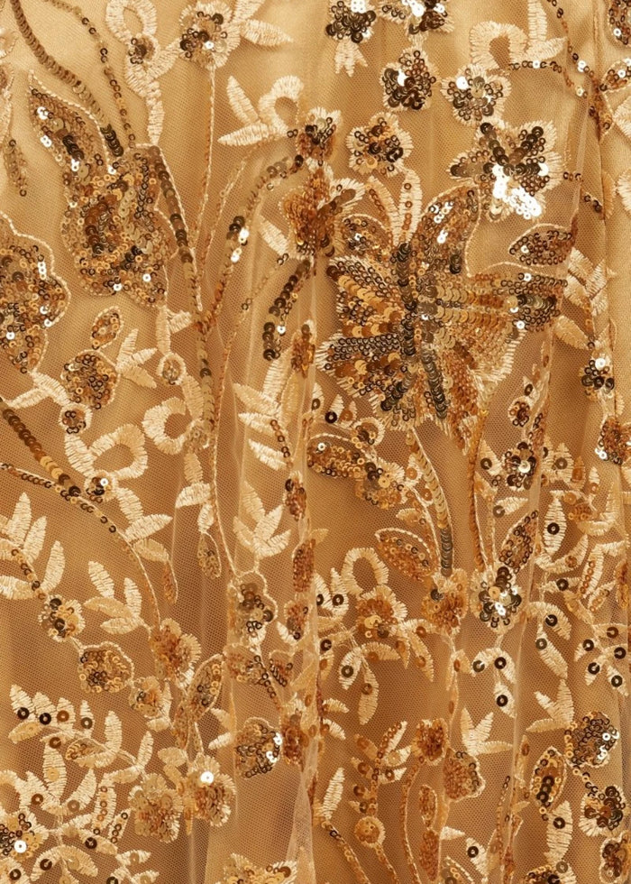 Dara Glitter Gold Strapless Prom Dress | A - Line Sweetheart Neckline Sequin Cocktail Dress with Slit - Gold - PromDressClub