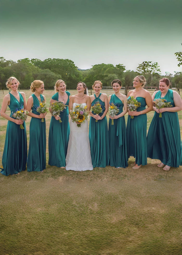 Deborah | Eternal Convertible Teal Blue Chiffon Maxi Bridesmaid Dress with Multiway Infinity - Price #price_variant_lowest# - Teal Green - PromDressClub