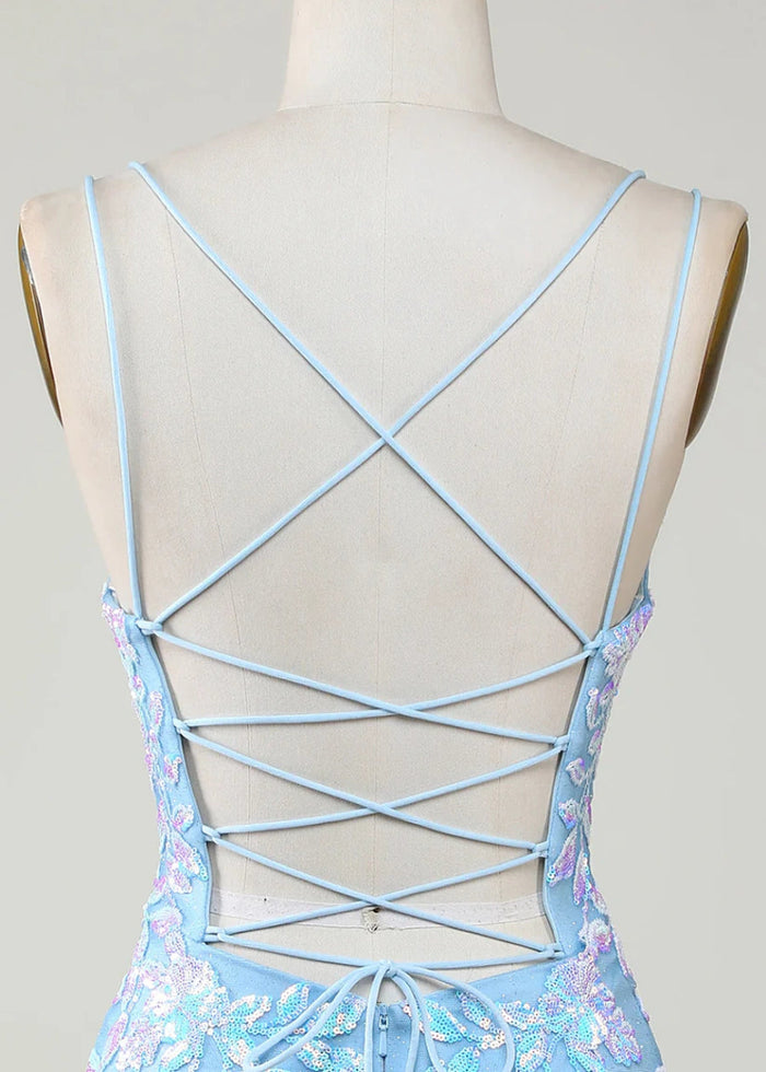 Deianira | Discover Your Dream Sequin Homecoming Dress for a Memorable Night - Light Blue - PromDressClub