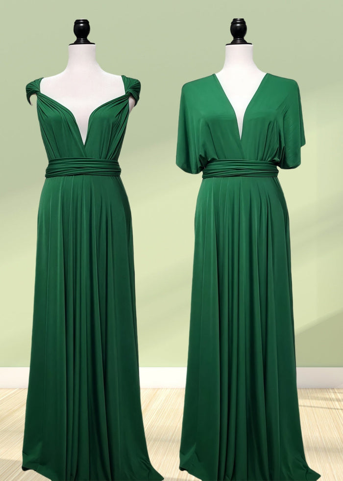 Deirdre | Epitome of Allure Infinity Emerald Green Chiffon Maxi Bridesmaid Dress with Multiway Convertibl - Price #price_variant_lowest# - Emerald Green - PromDressClub