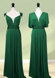 Deirdre | Epitome of Allure Infinity Emerald Green Chiffon Maxi Bridesmaid Dress with Multiway Convertibl - Emerald Green - PROMDRESS Club