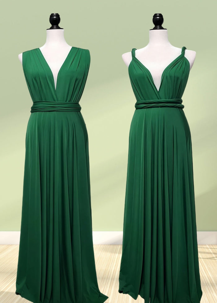Deirdre | Epitome of Allure Infinity Emerald Green Chiffon Maxi Bridesmaid Dress with Multiway Convertibl - Price #price_variant_lowest# - Emerald Green - PromDressClub
