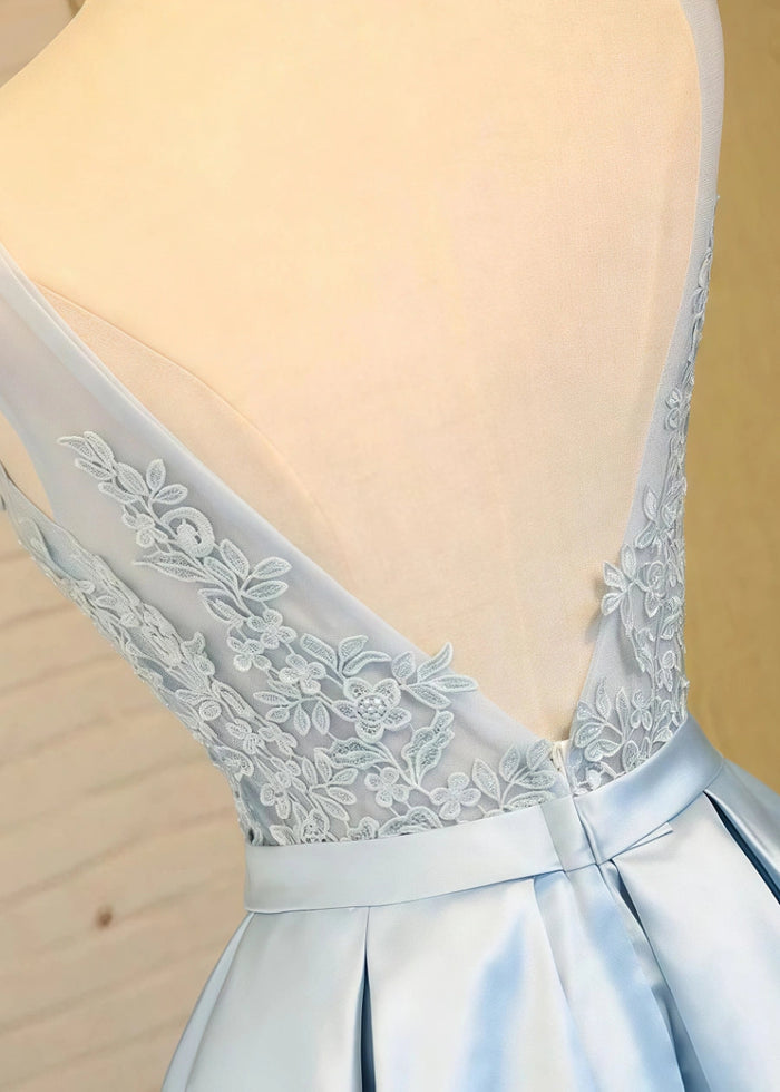 Diorbhail | Sparkle at Homecoming: Stunning Blue Satin Dresses That Wow - Light Blue - PromDressClub