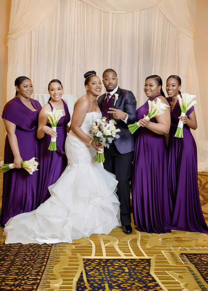 Dominic | Truly a Beauty Infinity Purple Chiffon Maxi Bridesmaid Dress with Multiway Convertible - Price #price_variant_lowest# - Purple - PromDressClub