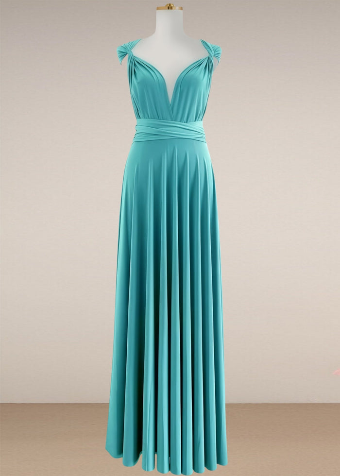 Dora | Loving Fate Infinity Aqua Chiffon Maxi Bridesmaid Dress with Multiway Convertible - Price #price_variant_lowest# - Aqua - PromDressClub