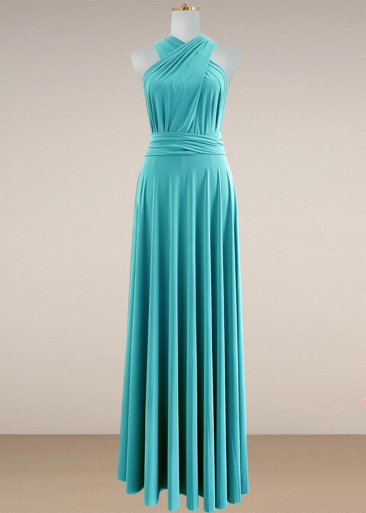 Dora | Loving Fate Infinity Aqua Chiffon Maxi Bridesmaid Dress with Multiway Convertible - Aqua - PROMDRESS Club