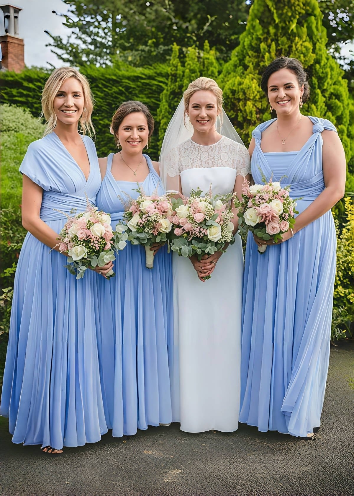 Doreen | Romance Dreamer Convertibl Dusty Blue Chiffon Maxi Bridesmaid Dress with Multiway Infinity - Dusty Blue - PROMDRESS Club