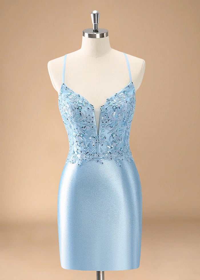 Drusilla | Light Blue Homecoming Dress That Stays Flawless All Night - Light Blue - PromDressClub
