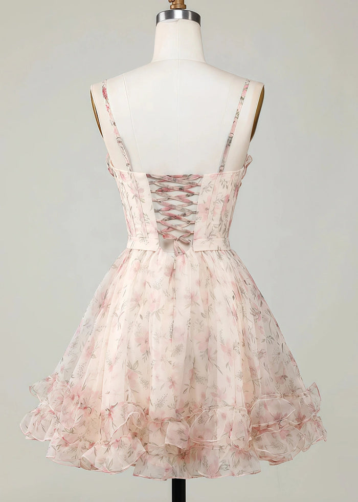 Eglantine | Discover Your Dream Floral Homecoming Dress: Effortless Elegance & Unmatched Comfort - Champagne Floral - PromDressClub