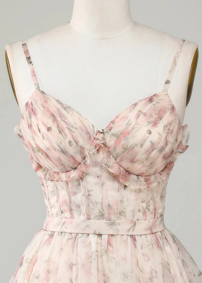 Eglantine | Discover Your Dream Floral Homecoming Dress: Effortless Elegance & Unmatched Comfort - Champagne Floral - PromDressClub