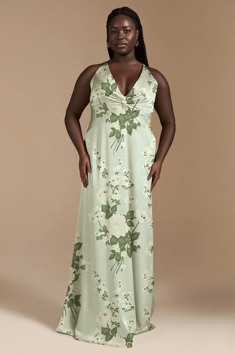 Elegant Blue Floral Bridesmaid Dresses for Any Wedding Scene—Timeless Style & Comfort - Sage Floral - PromDressClub