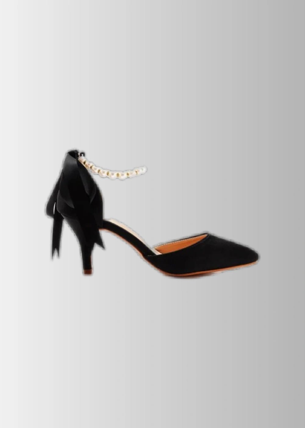 Elegant Satin Heels - Dark Green and White Pointed Toe Pearl Strap Heels for Every Occasion - Black - PromDressClub