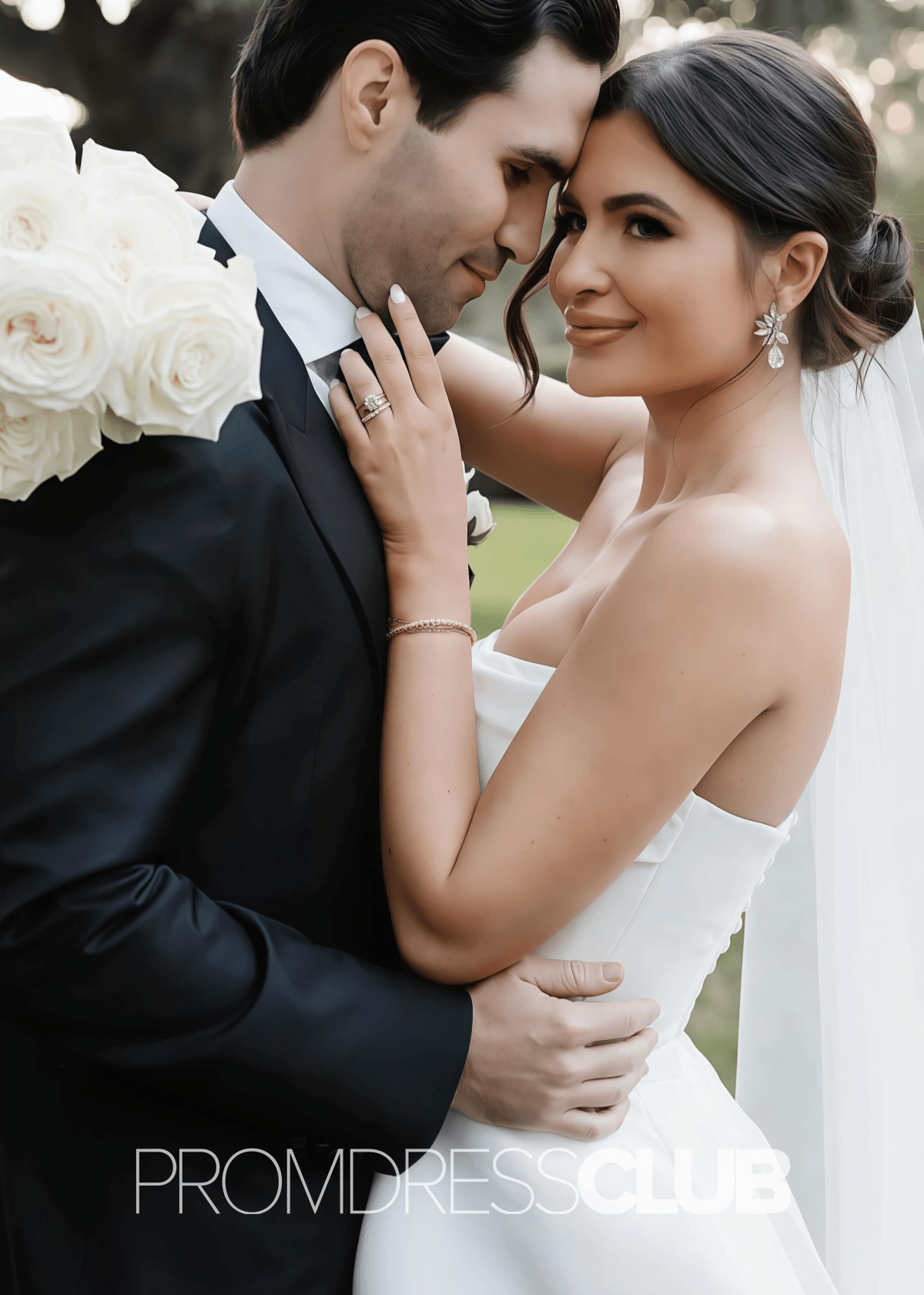 Ella |Beach White Simple Wedding Dresses Mermaid Strapless Satin with Slit - White - PromDressClub