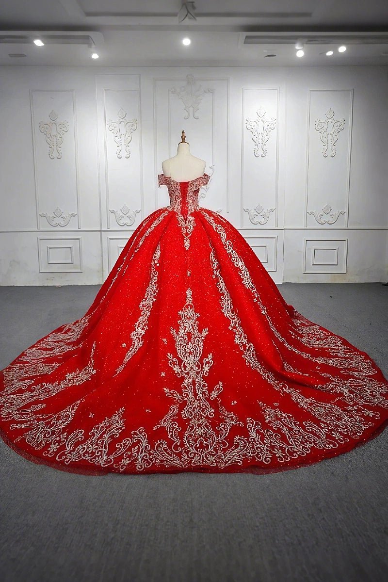 Ethel | Gorgeous Glitter Red Beaded Quinceanera Dresses for Memorable Events - Red - PromDressClub