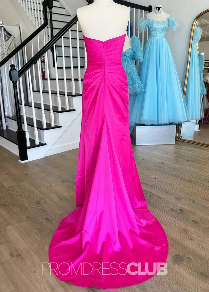 Evangeline |Long Silver Prom Dress Metallic With Mermaid Beaded Sweetheart Split - Silver - PromDressClub