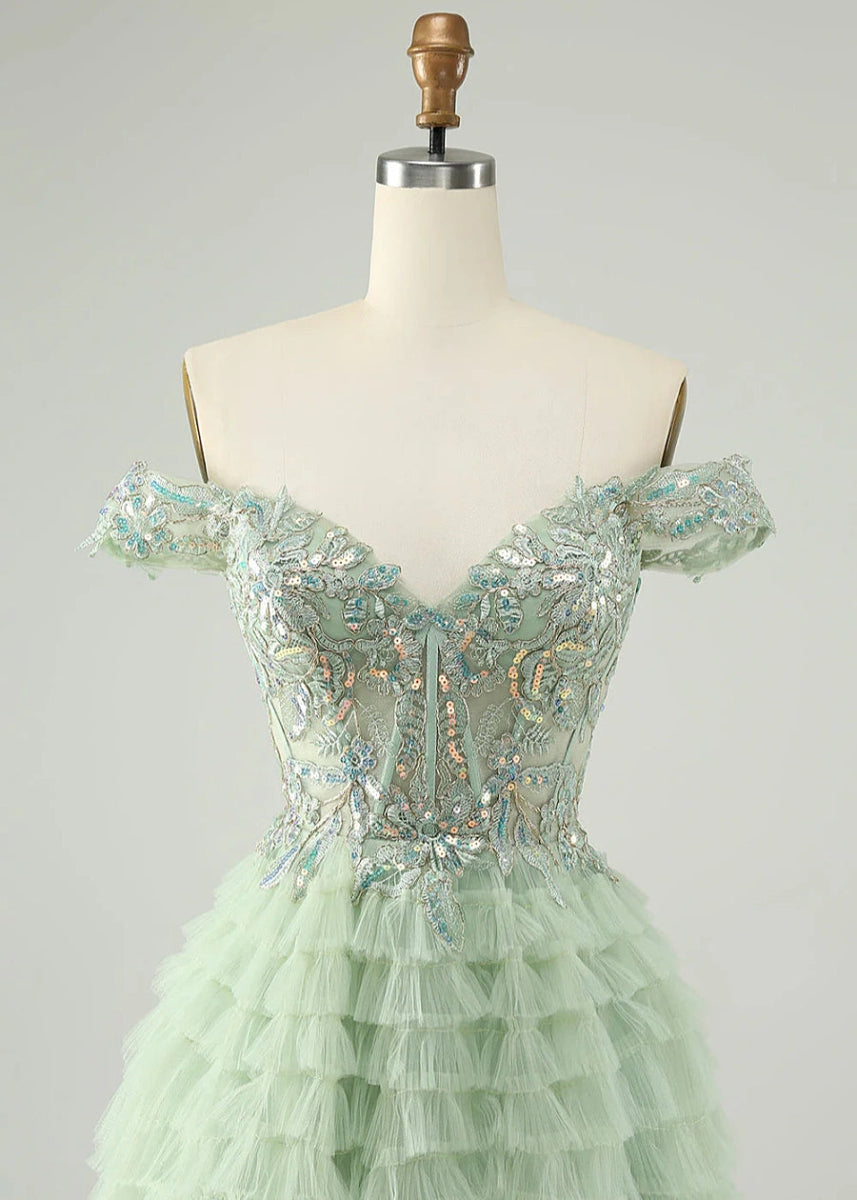 Evariste | Be the Star: Elegant Green Homecoming Dress for Unforgettable Prom - Light Green - PromDressClub