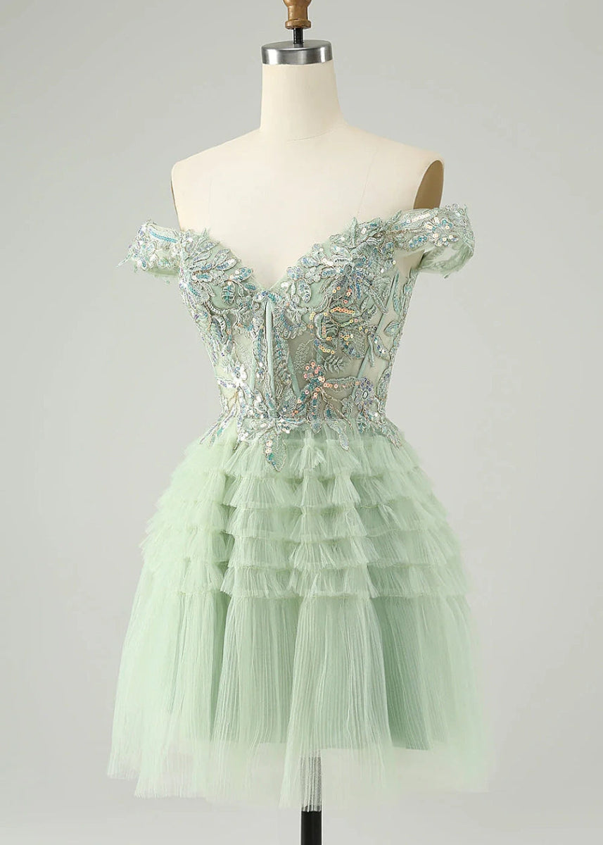 Evariste | Be the Star: Elegant Green Homecoming Dress for Unforgettable Prom - Light Green - PromDressClub