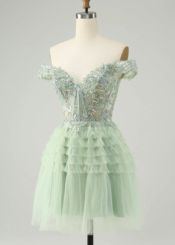 Evariste | Be the Star: Elegant Green Homecoming Dress for Unforgettable Prom - Light Green - PromDressClub