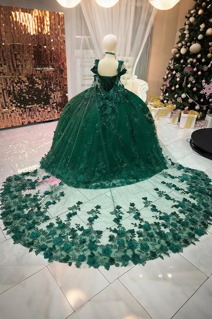 Faye | Exquisite Dark Green Quinceanera Dress: Stunning Sweet 16 Dress to Impress - Dark Green - PromDressClub