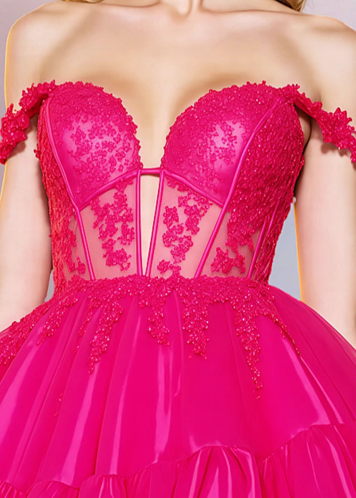 Ghislaine | Magenta Corset Homecoming Dress: Dance Confidently in Stunning Style - Magenta - PromDressClub