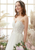 Gladys | Spaghetti Strap Corset Backless Ivory Wedding Dress with Appliques Lace - White - PROMDRESS Club