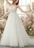 Gladys | Spaghetti Strap Corset Backless Ivory Wedding Dress with Appliques Lace - White - PROMDRESS Club