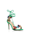 Glamorous Black and Gold Lace Up Block High Heels Sandals Shoes - Elevate Your Style for Every Occasion Color Green