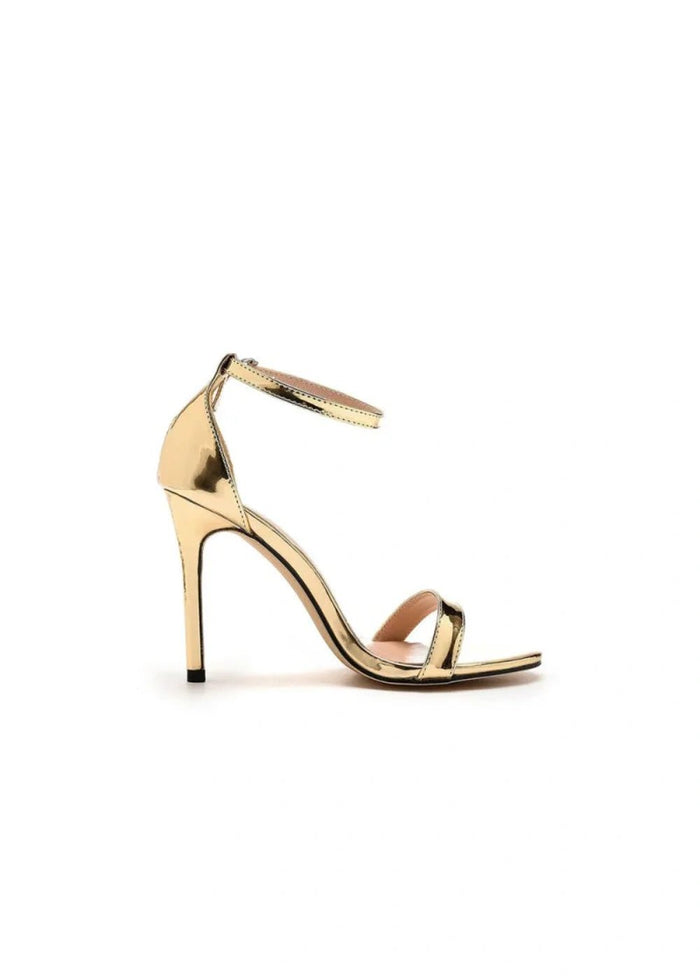 Glamorous Gold and Silver Strap Block High Heels with Open - toe - Elevate Every Look with Chic Elegance - Gold - PromDressClub