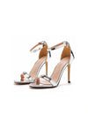 Glamorous Gold and Silver Strap Block High Heels with Open-toe - Elevate Every Look with Chic Elegance Color Silver