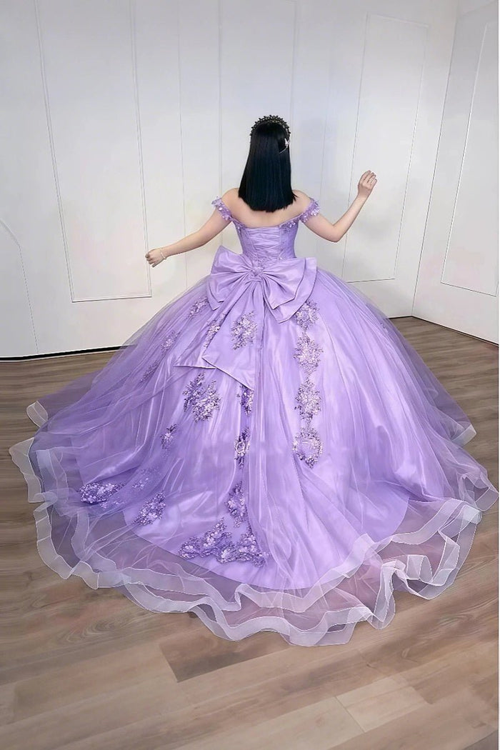 Grace | Gorgeous Light Purple Quinceanera Dresses with Bowes for Unforgettable Sweet 16 Moments - Purple - PromDressClub