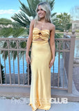 Hedda | Aqua Blue Sleeveless Floor - Length Long Prom Dresses - Yellow - PROMDRESS Club