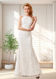 Hedy | Modest Mermaid Halter Neck White Lace Reception Wedding Dress - White - PROMDRESS Club