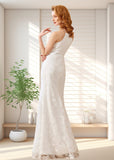 Hedy | Modest Mermaid Halter Neck White Lace Reception Wedding Dress - White - PROMDRESS Club