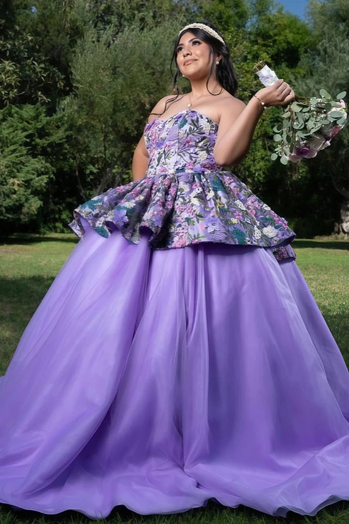 Jasmine | Enchanting Purple Quince Dresses with Blooming Floral Designs - Purple - PromDressClub