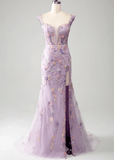 Jessica | Light Purple Floral Mermaid Embroidered Long Prom Dress - Light Purple Floral - PROMDRESS Club