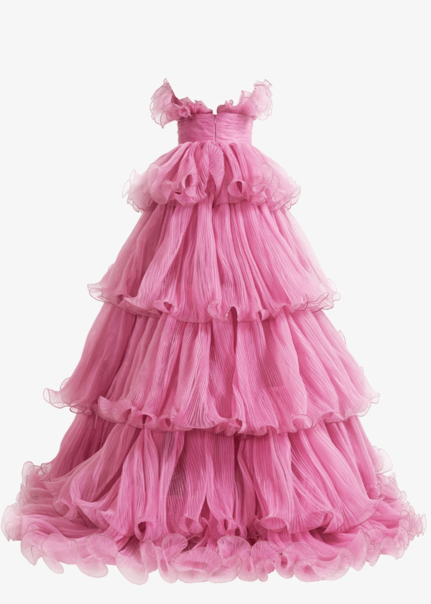 Joanna | A Line Royal Blue Light Pink Strapless Corset Formal Dress with Ruffle - Dusty Pink - PromDressClub
