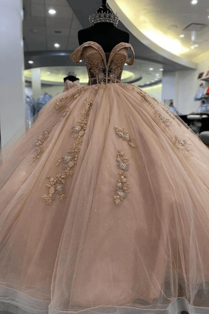 Joelle | Step Into Stardom with Breathtaking Rose Gold Quince Dresses - Rose Gold - PromDressClub