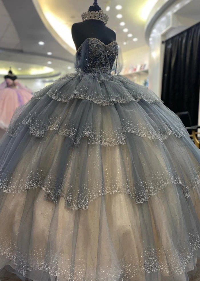 Karla | Step Into Elegance with Our Grey Quince Dress - Grey - PromDressClub