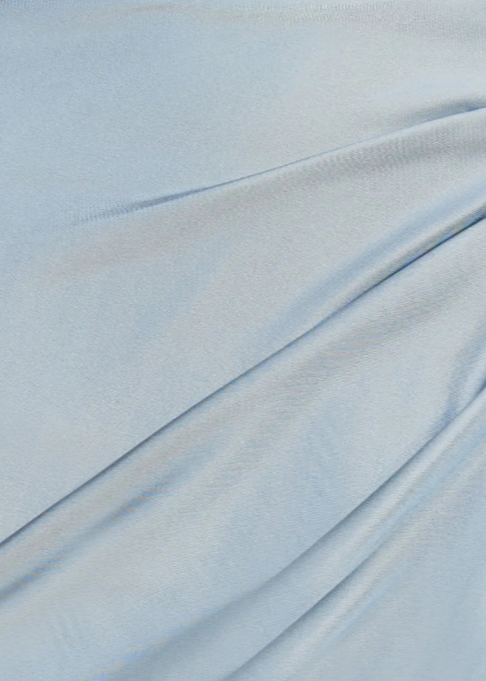 Katherine | Blue Prom Dresses Long Mermaid Satin Off the Shoulder with Slit - Dusty Blue - PromDressClub