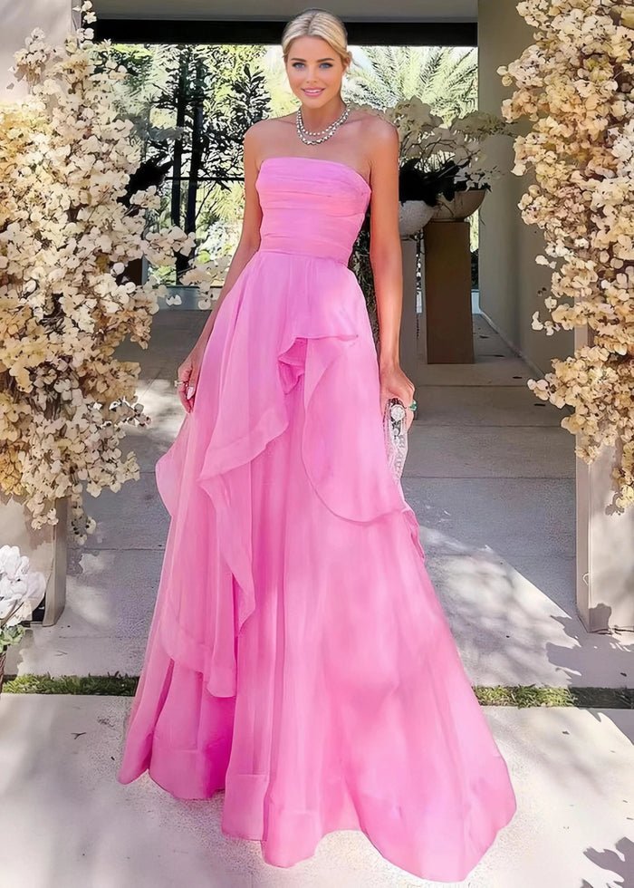 Katie | A Line Strapless Hot Pink Corset for Tulle Prom Dress - Hot Pink - PromDressClub